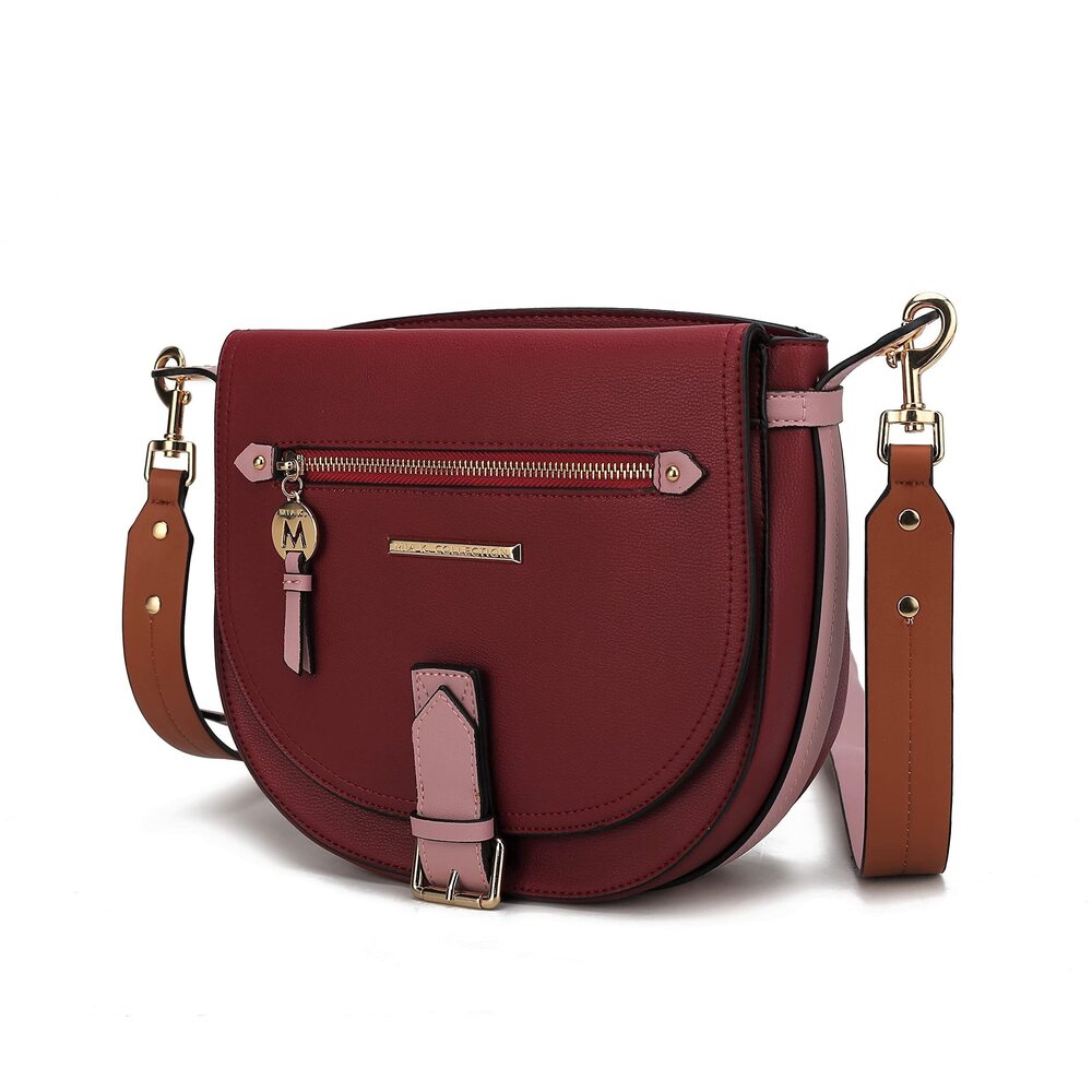 8923 Shoulder Bags , Crossbody Handbag Vegan Leather Crossover Bag Wine